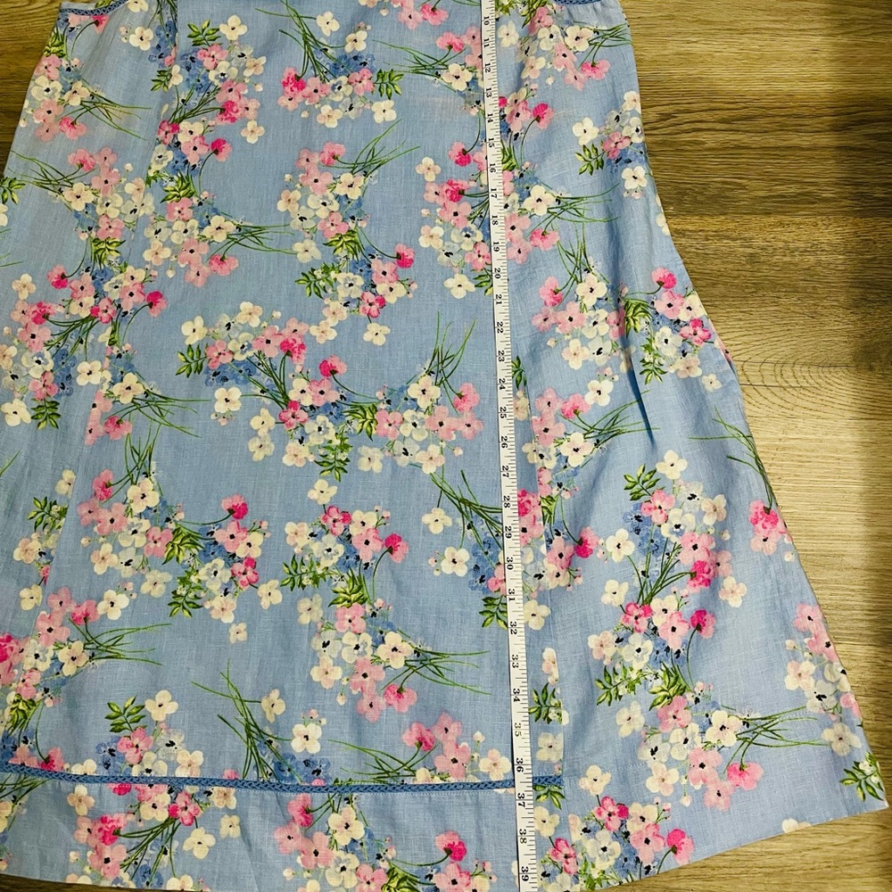 J. Jill Light Blue Floral dress 100% linen - Picture 4 of 6